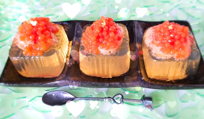 杞子桂花糕....Molecular Gastronomy Osmanthus Jelly....